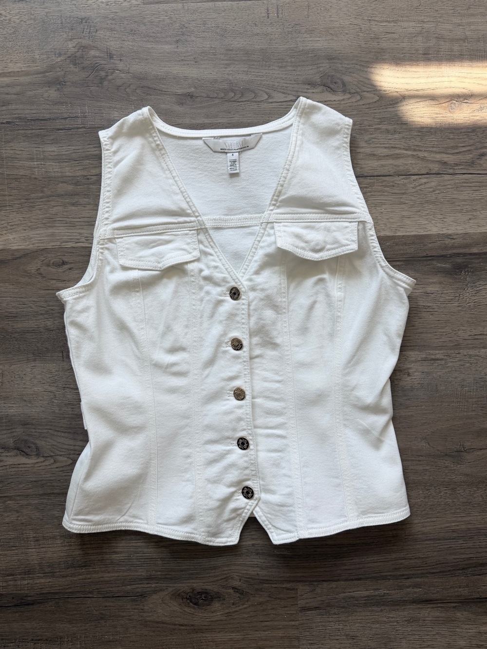 WHBM White Denim Button Front Vest Size 8